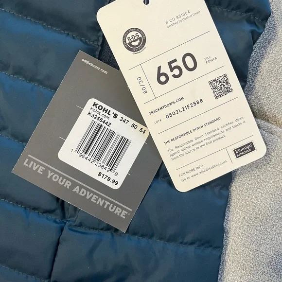 NWT $180 Eddie Bauer Microlight Traveler 650 Fill Down Parka Peacock Small - Picture 8 of 9